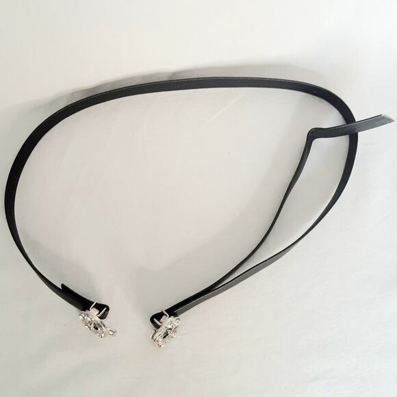 Rhinestone Studded Washer Ring Buckle Skinny Belt Adjustable Medium To Small - Picture 6 of 12